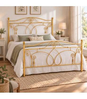 Letto matrimoniale in Ferro Battuto Ester - Oro