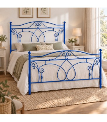 Letto matrimoniale in Ferro Battuto Ester - Blu