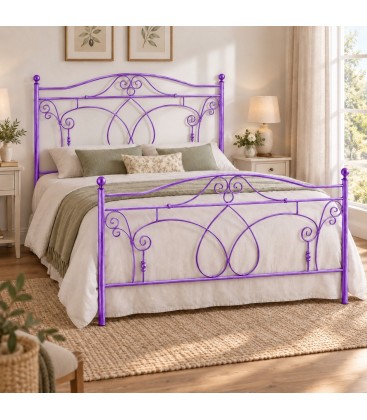 Letto matrimoniale in Ferro Battuto Ester - Glicine