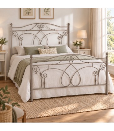 Letto matrimoniale in Ferro Battuto Ester - Tortora