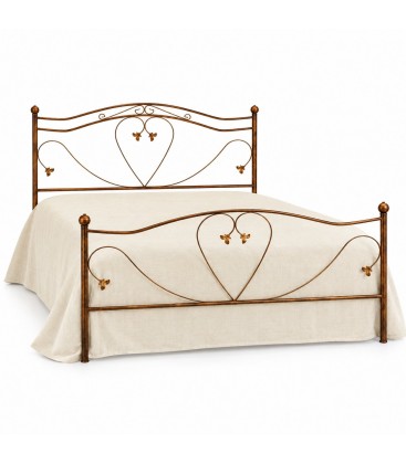 Letto matrimoniale in Ferro Battuto Cuore - Oro ducato