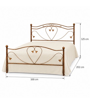 Letto matrimoniale in Ferro Battuto Cuore - Oro ducato