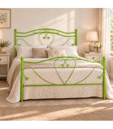 Letto matrimoniale in Ferro Battuto Cuore - Verde