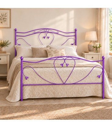Letto matrimoniale in Ferro Battuto Cuore - Glicine