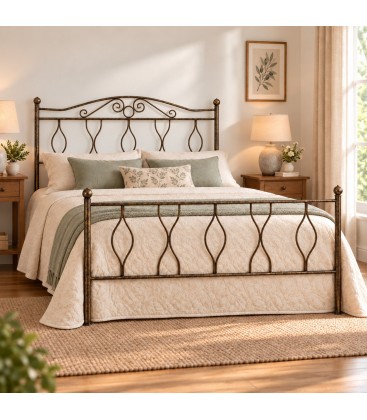 Letto matrimoniale in Ferro Battuto Carolina - Bronzo anticato
