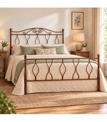 Letto matrimoniale in Ferro Battuto Carolina - Oro ducato