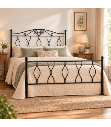 Letto matrimoniale in Ferro Battuto Carolina - Nero opaco