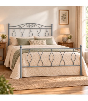 Letto matrimoniale in Ferro Battuto Carolina - Grigio Finestra