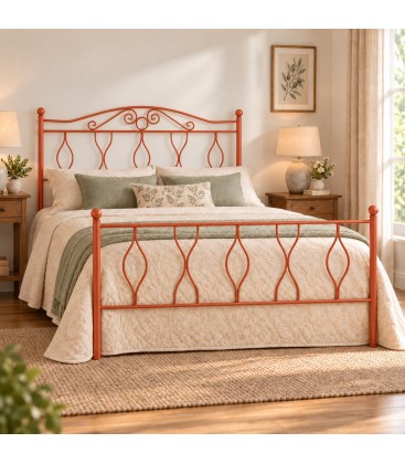 Letto matrimoniale in Ferro Battuto Carolina - Arancio Rame