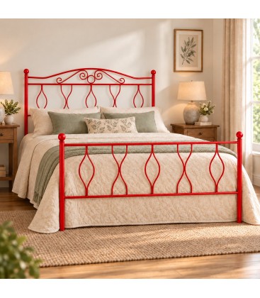 Letto matrimoniale in Ferro Battuto Carolina - Rosso