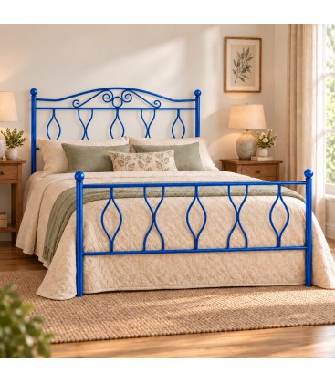 Letto matrimoniale in Ferro Battuto Carolina - Blu