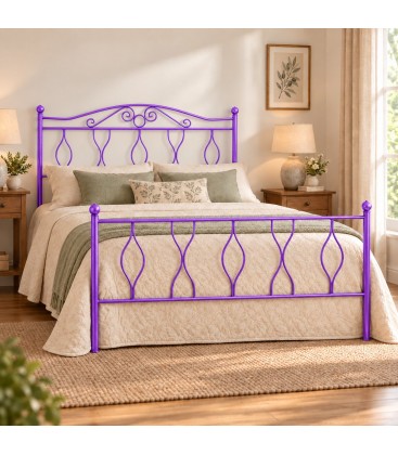 Letto matrimoniale in Ferro Battuto Carolina - Glicine