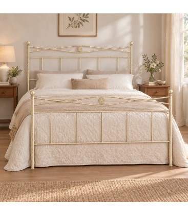 Letto matrimoniale in Ferro Battuto Nina - Avorio anticato