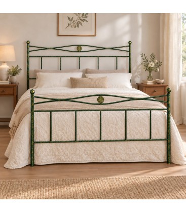 Letto matrimoniale in Ferro Battuto Nina - Verde Bottiglia