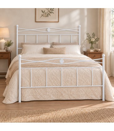 Letto matrimoniale in Ferro Battuto Nina - Bianco lucido