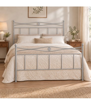 Letto matrimoniale in Ferro Battuto Nina - Grigio Seta