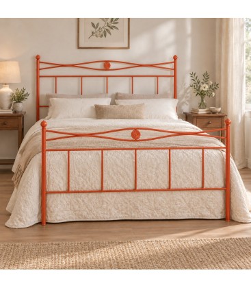 Letto matrimoniale in Ferro Battuto Nina - Arancio Rame