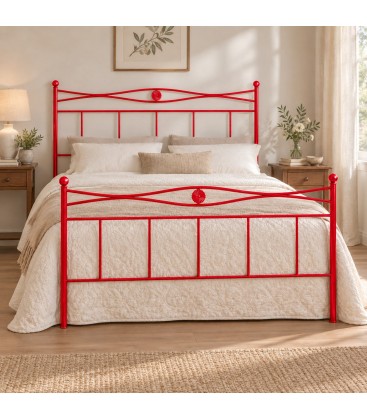 Letto matrimoniale in Ferro Battuto Nina - Rosso
