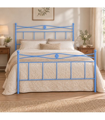 Letto matrimoniale in Ferro Battuto Nina - Azzurro