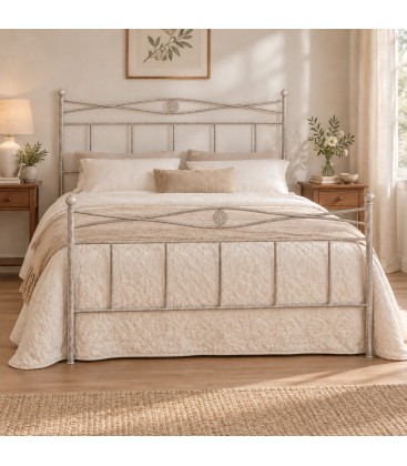 Letto matrimoniale in Ferro Battuto Nina - Tortora Shabby Chic