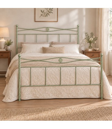 Letto matrimoniale in Ferro Battuto Nina - Verde Shabby Chic