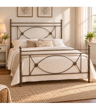Letto francese in ferro battuto Rossana - Bronzo anticato
