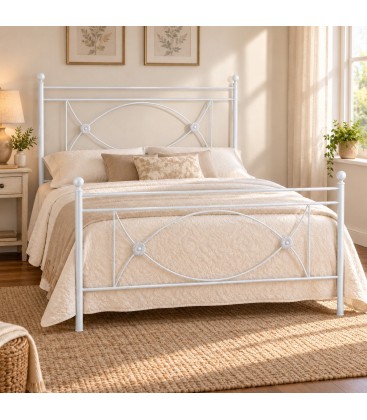 Letto francese in ferro battuto Rossana - Bianco lucido