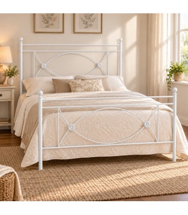 Letto francese in ferro battuto Rossana - Bianco opaco