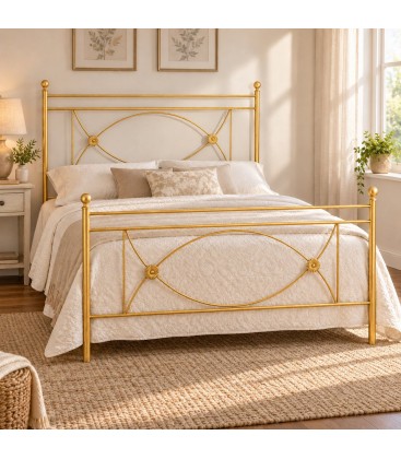 Letto francese in ferro battuto Rossana - Oro