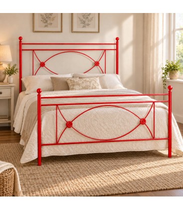 Letto francese in ferro battuto Rossana - Rosso