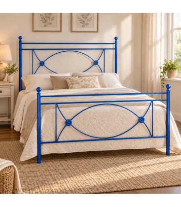 Letto francese in ferro battuto Rossana - Blu