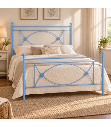 Letto francese in ferro battuto Rossana - Azzurro