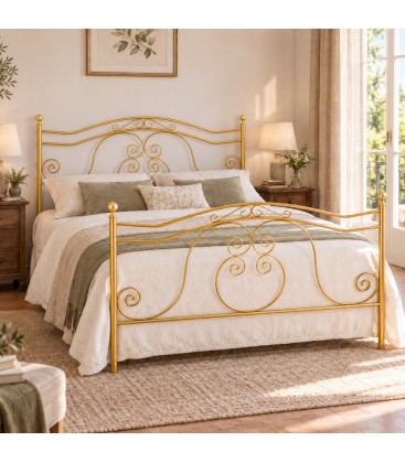 Letto francese in Ferro Battuto Barocco - Oro