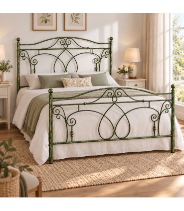 Letto francese in Ferro Battuto Ester - Verde Bottiglia
