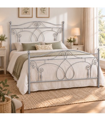 Letto francese in Ferro Battuto Ester - Alluminio