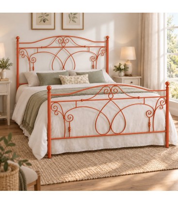 Letto francese in Ferro Battuto Ester - Arancio Rame
