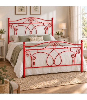 Letto francese in Ferro Battuto Ester - Rosso