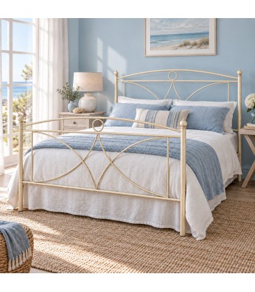 Letto francese in ferro battuto Sissy - Avorio anticato