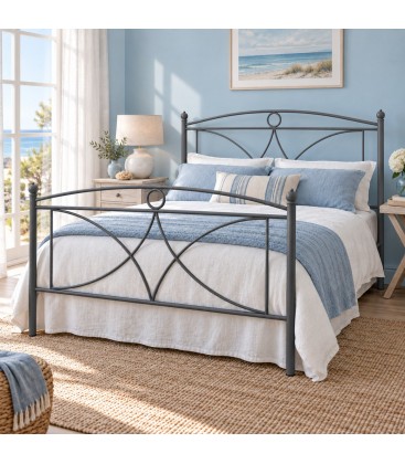 Letto francese in ferro battuto Sissy - Grigio Siderale