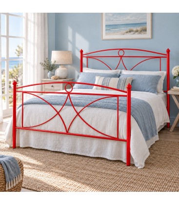Letto francese in ferro battuto Sissy - Rosso