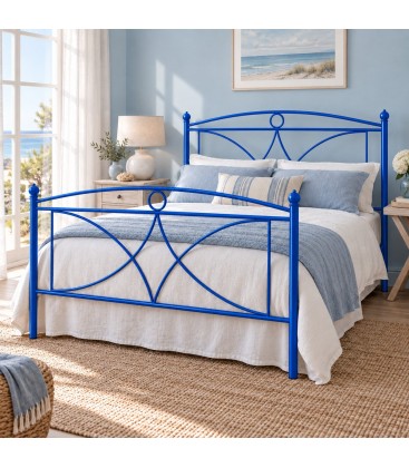 Letto francese in ferro battuto Sissy - Blu