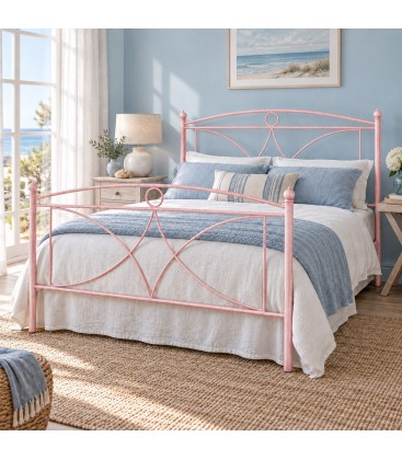 Letto francese in ferro battuto Sissy - Rosa Shabby Chic