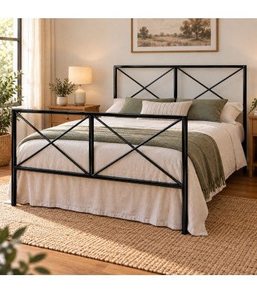 Letto matrimoniale moderno in ferro Focus - Nero lucido