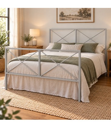 Letto matrimoniale moderno in ferro Focus - Grigio Seta