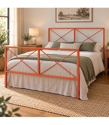 Letto matrimoniale moderno in ferro Focus - Arancio Rame