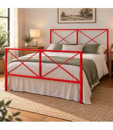 Letto matrimoniale moderno in ferro Focus - Rosso