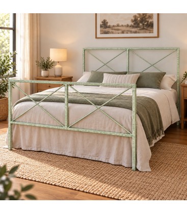 Letto matrimoniale moderno in ferro Focus - Verde Shabby Chic