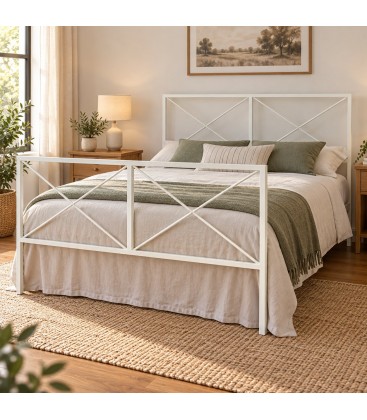 Letto francese moderno in ferro Focus - Bianco opaco