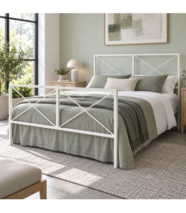 Letto francese moderno in ferro Focus - Bianco opaco
