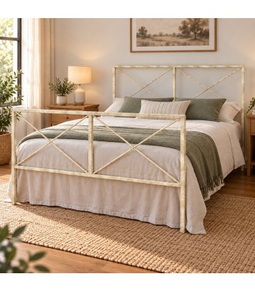 Letto francese moderno in ferro Focus - Avorio anticato